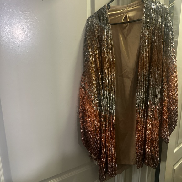 Free People Silver and Gold Sequin Blazer - Picture 2 of 7